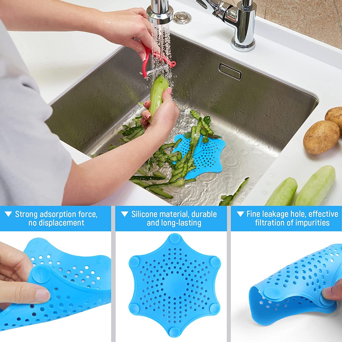 Silicone Starfish Drain Filter – Kitchen & Bathroom Sink Strainer